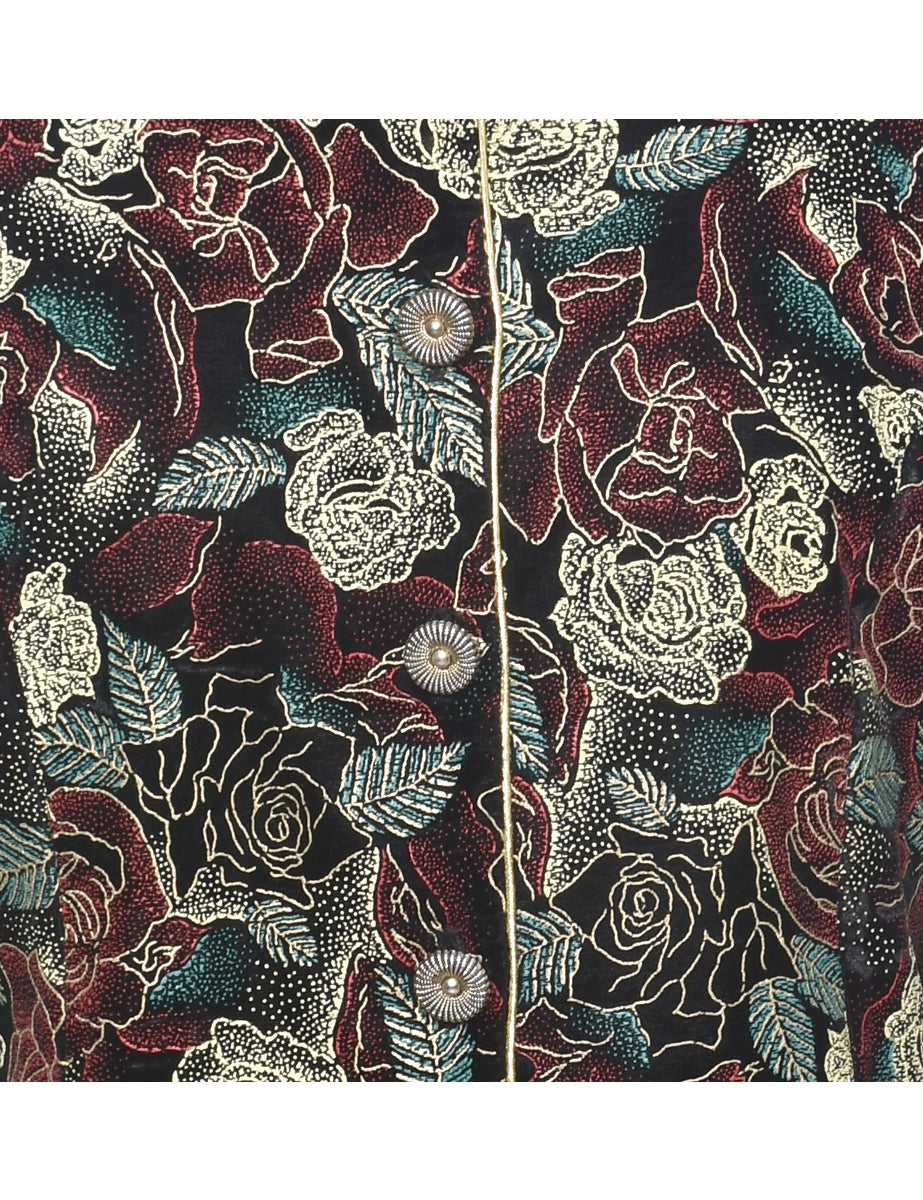 Floral Pattern Evening Jacket - M