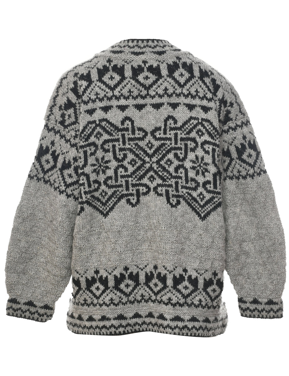 Nordic Wool Grey Cardigan - L