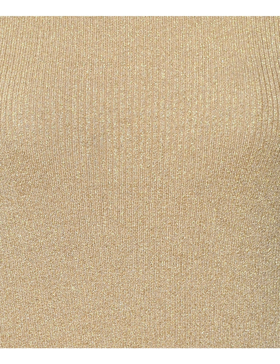 Lurex Thread Pattern Turtleneck Jumper - M