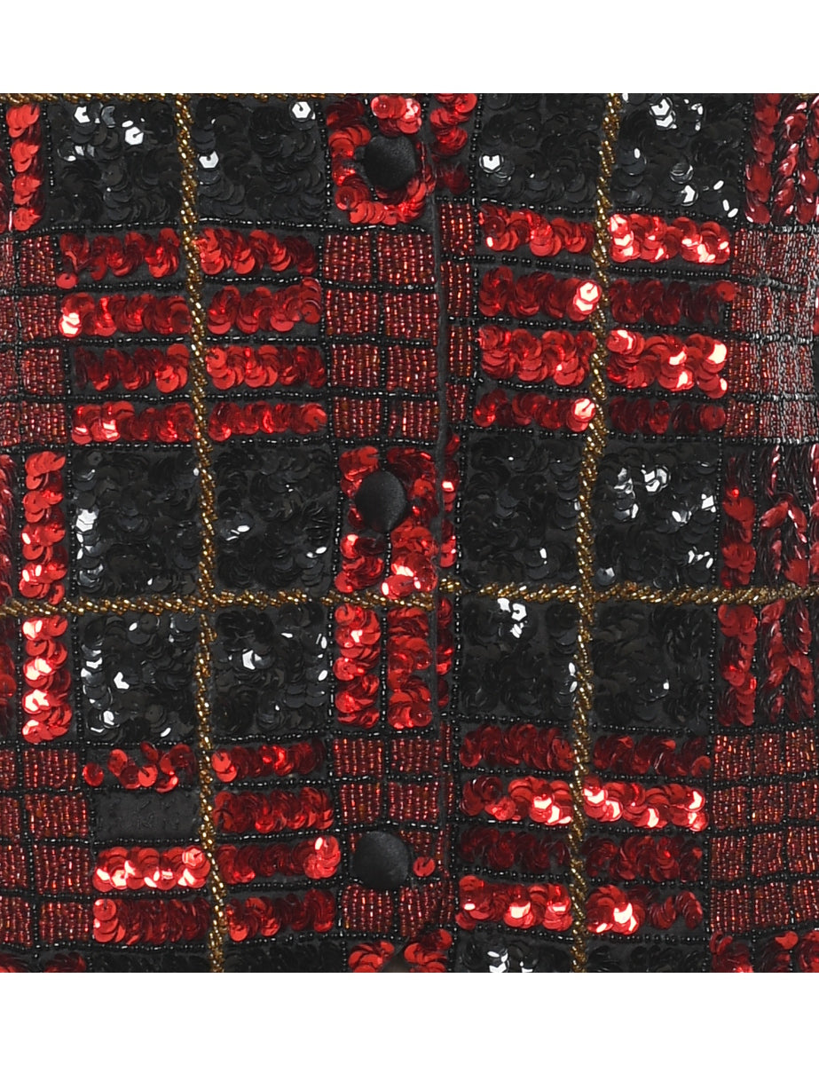 Sequined & Beaded Waistcoat - S