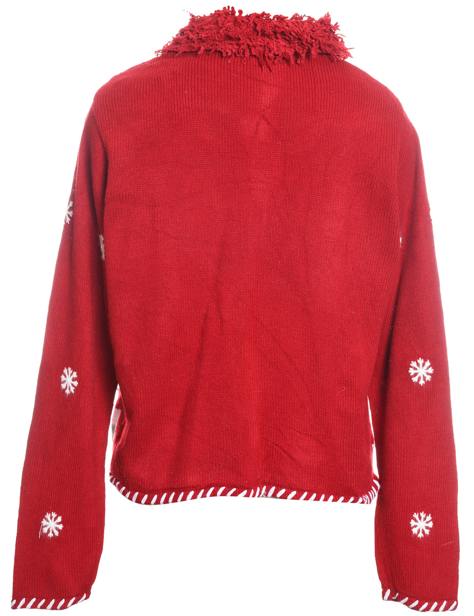 Festive Print Christmas Cardigan - M