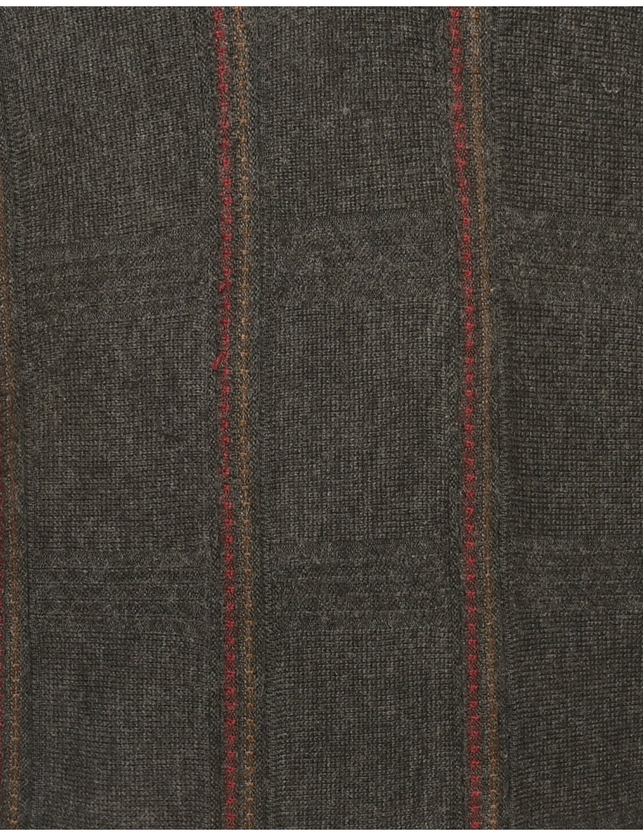 Quarter Zip Dark Grey Cardigan - L