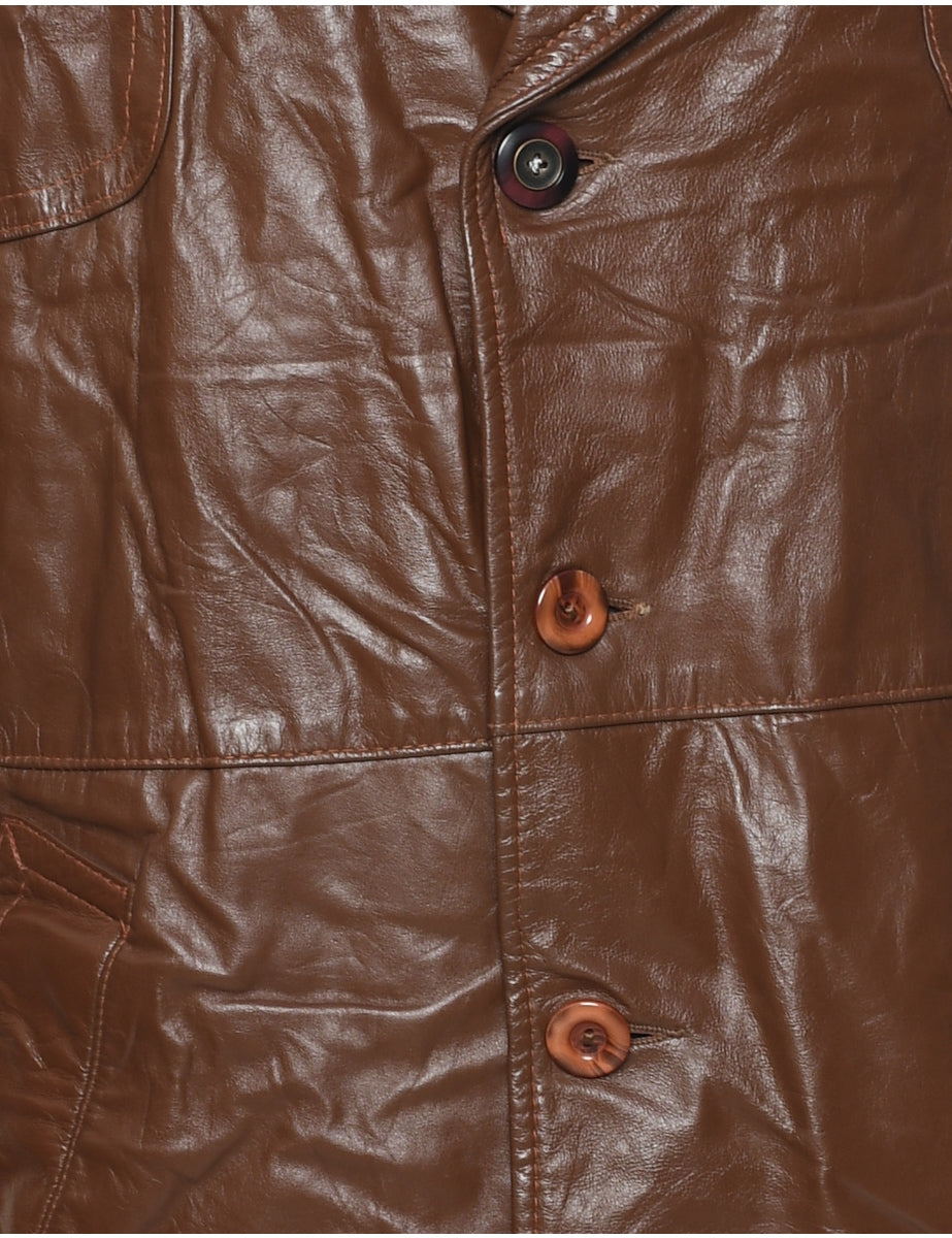 Single Breasted Leather Jacket - L