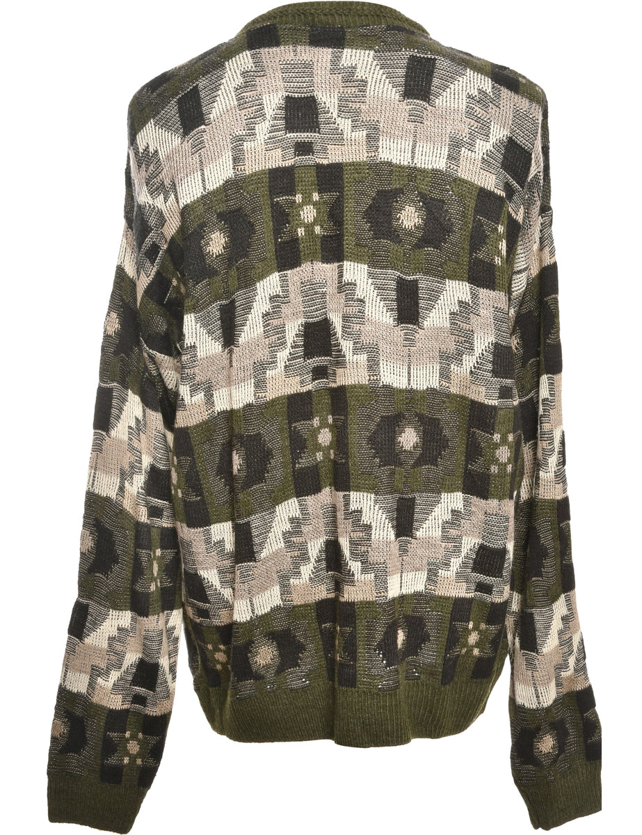 Patterned Black Jumper - L