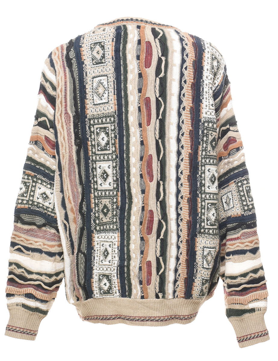 Long Sleeved Patterned Jumper - L