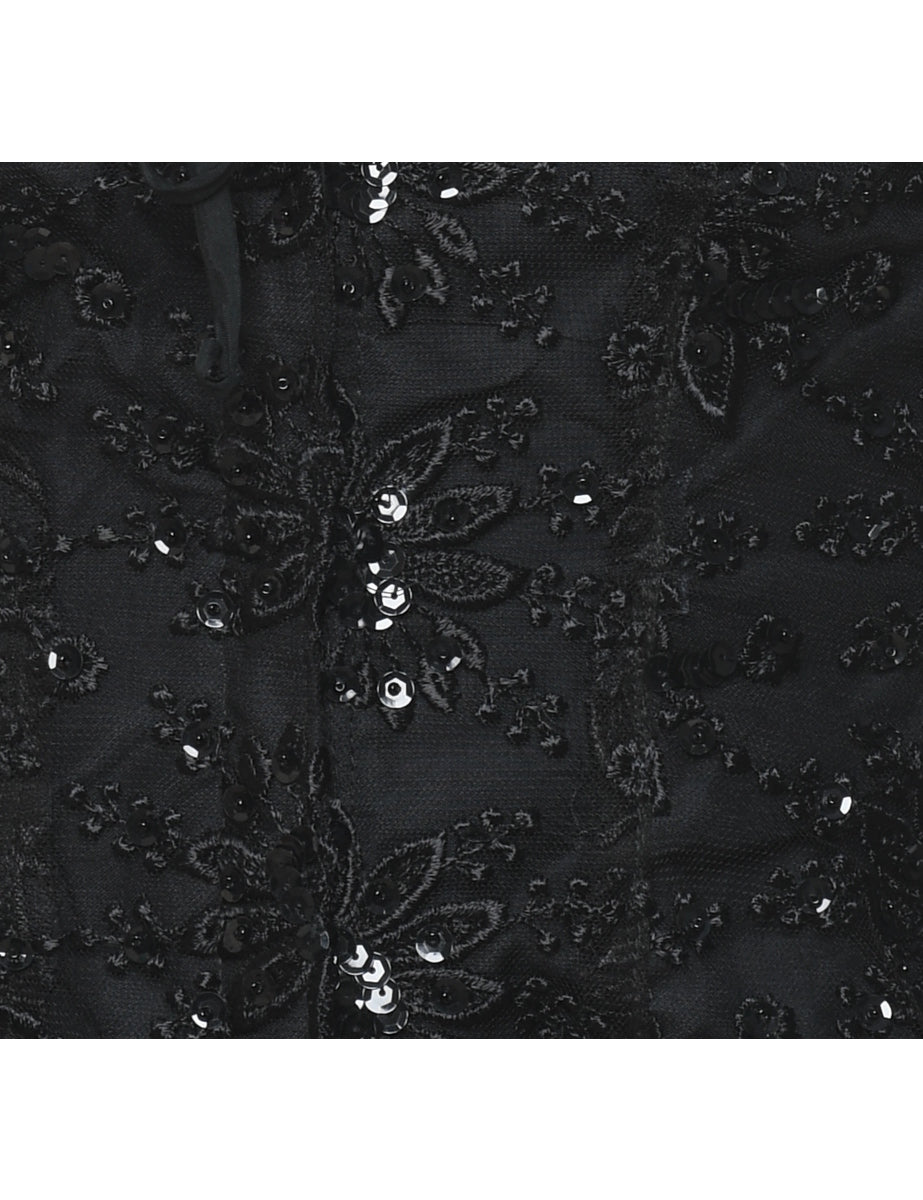 Sequined Black Bustier - M