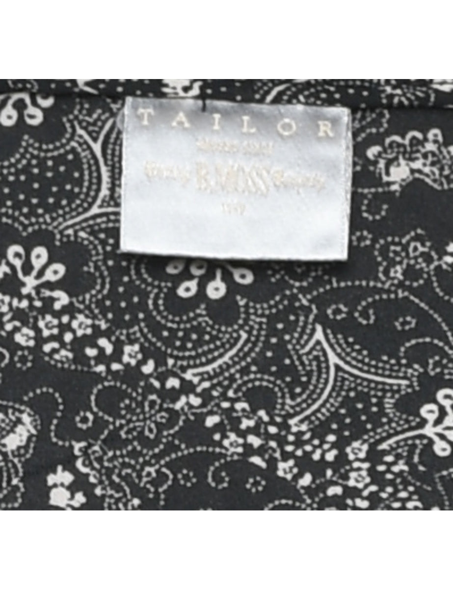Black & White Y2K Floral Printed Top - L