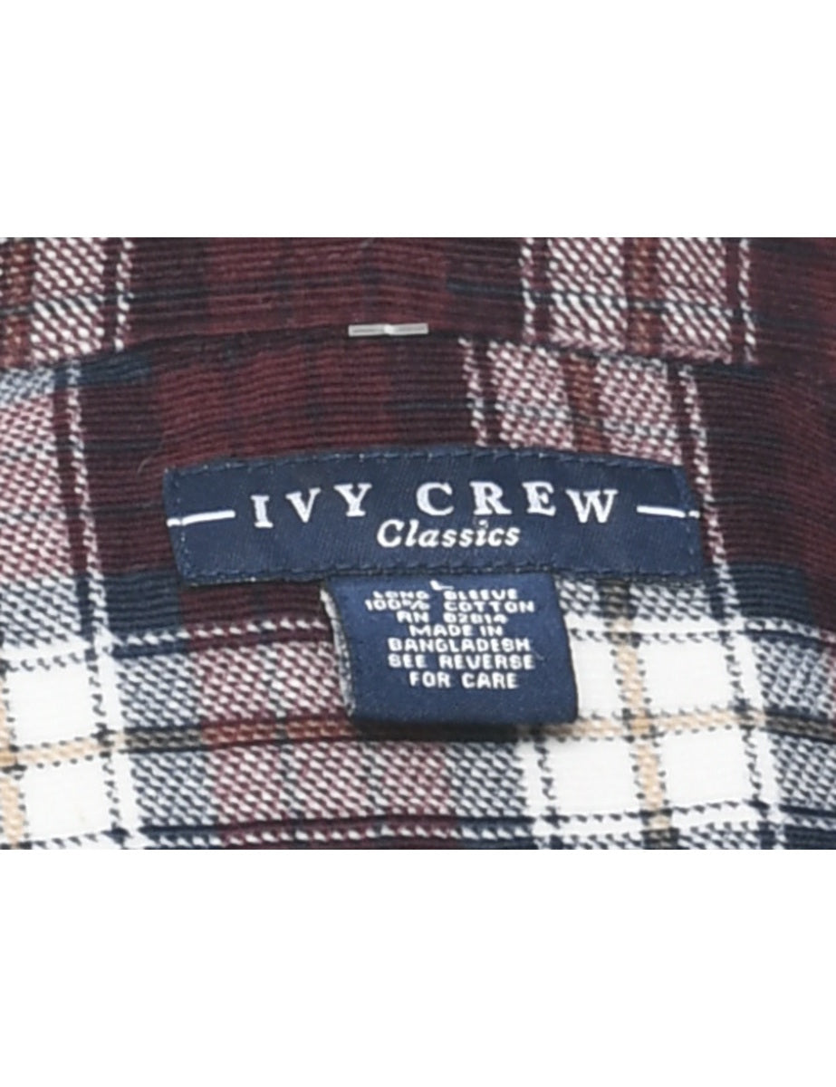 Plum Corduroy Checked Shirt - L