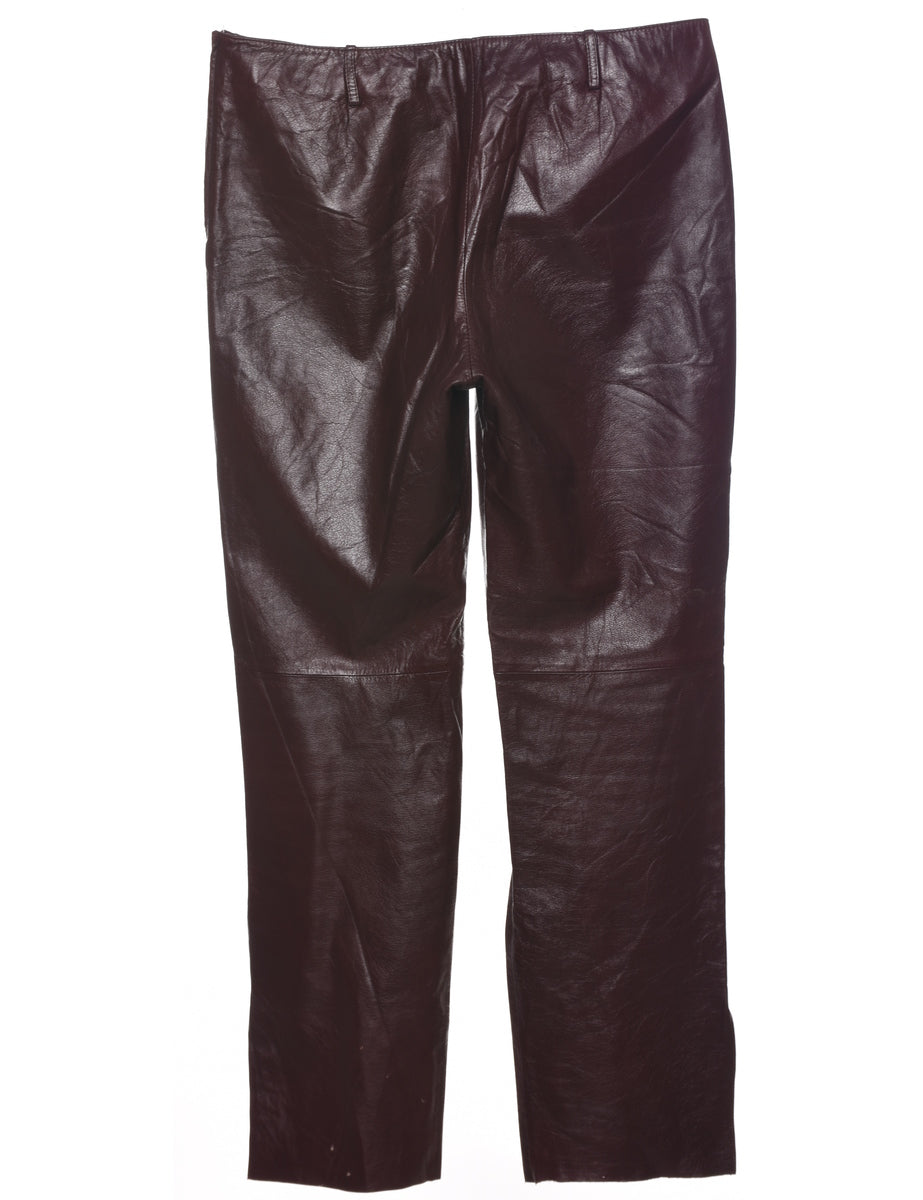Maroon Leather Trousers - W34 L30