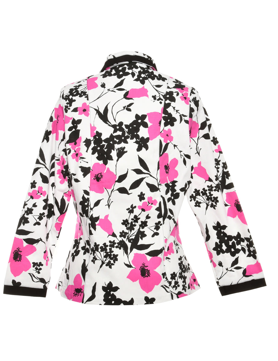 Floral-Pattern Purple & Black Jacket - XL