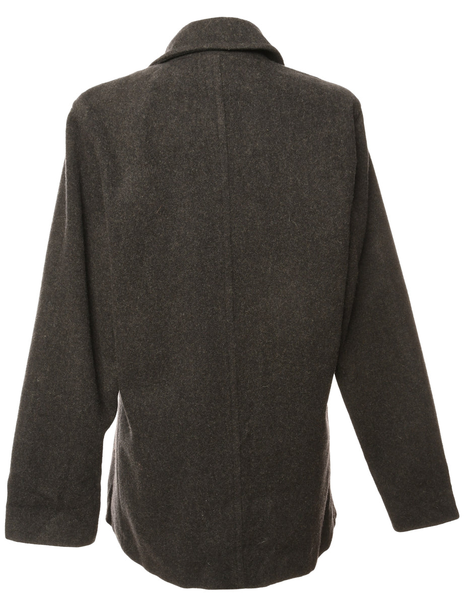 Double Breasted Grey Peacoat - L