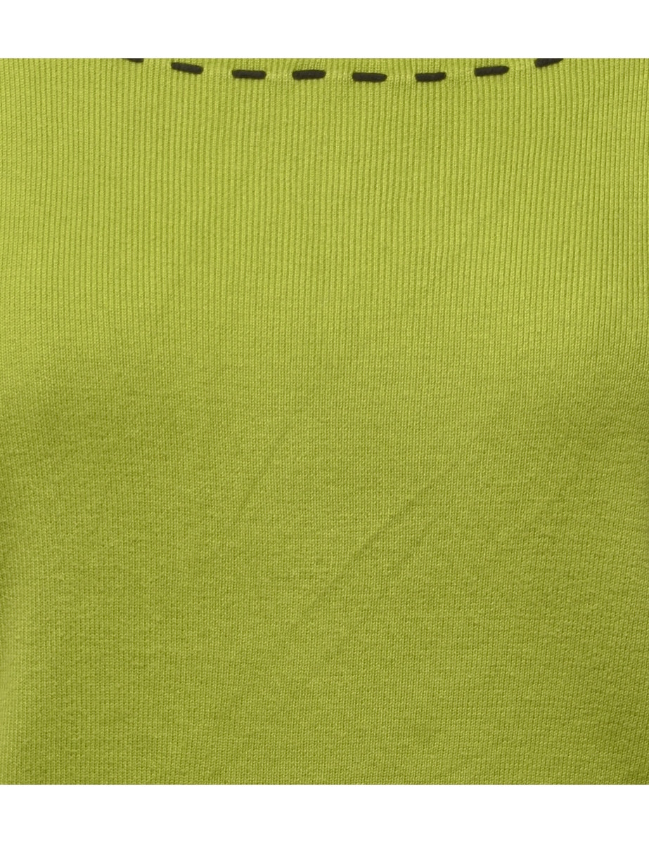 Lime Green Fine Knit Jumper - L
