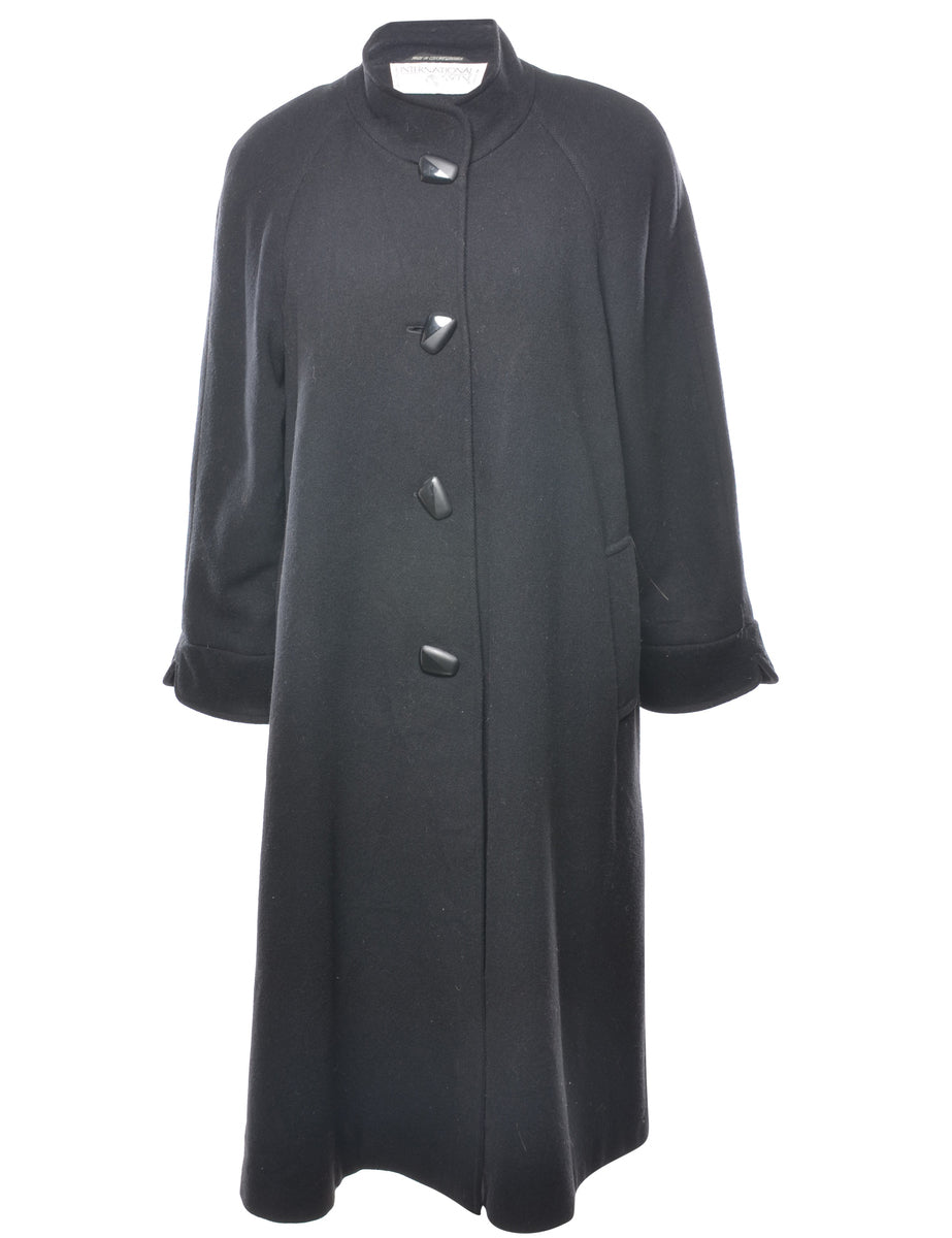 Black Classic Wool Coat - L