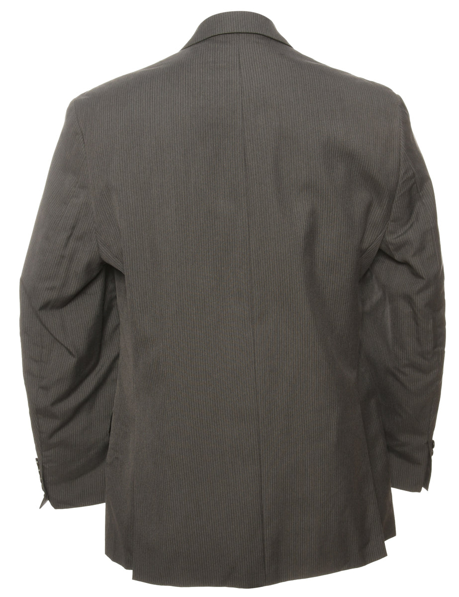 Striped Grey & White Blazer - M