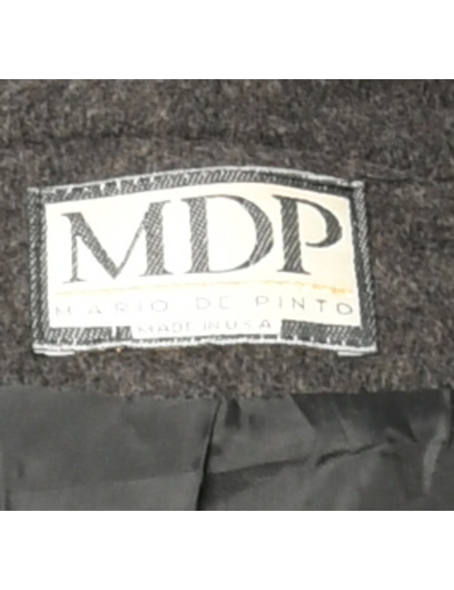 Double Breasted Dark Grey Peacoat - L