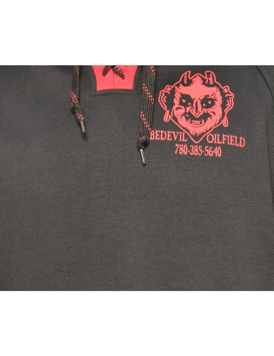Black Printed Hoodie - M