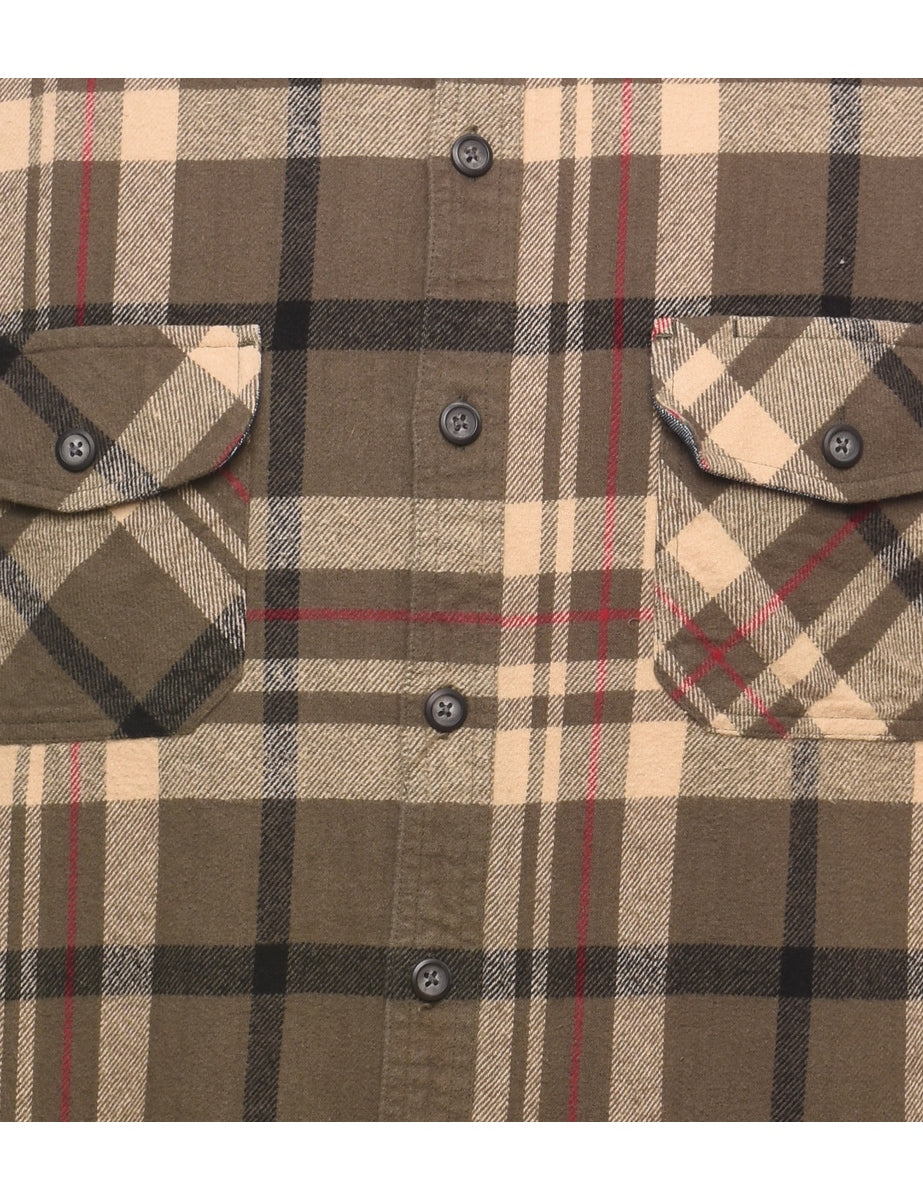 Olive Green Checked Shirt - L
