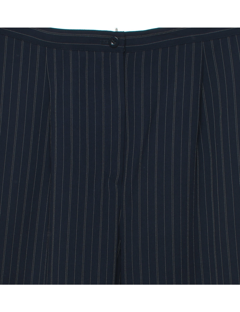 Navy Pinstriped Tapered Trousers - W32 L30