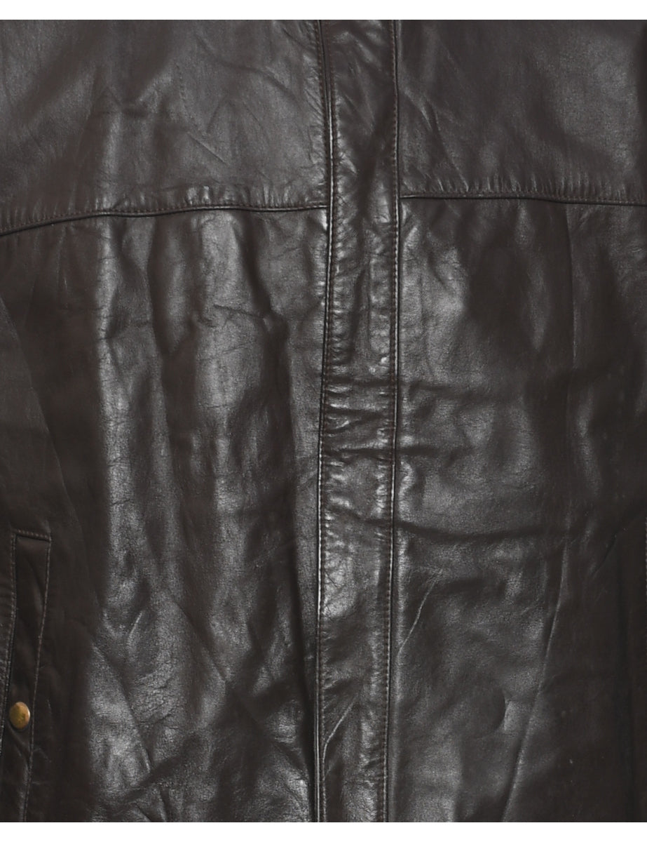 Dark Brown Leather Jacket - XL