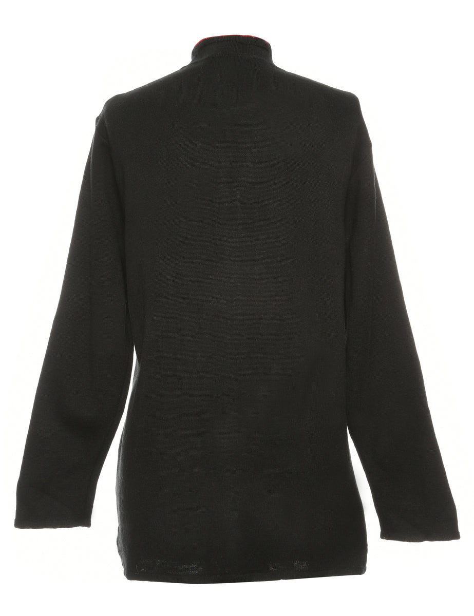 Black Embroidered Cardigan - M