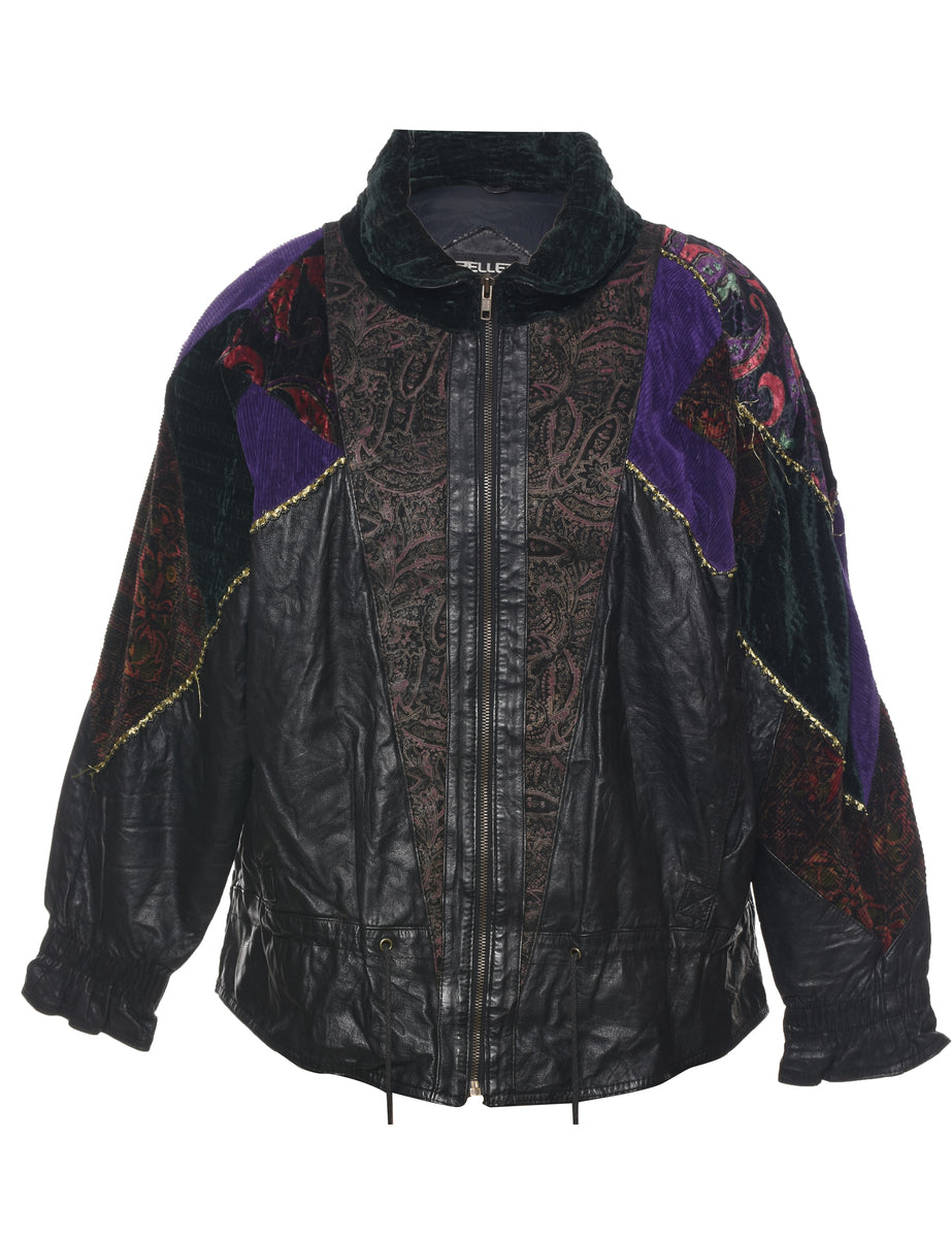 Patterned Leather Jacket - M