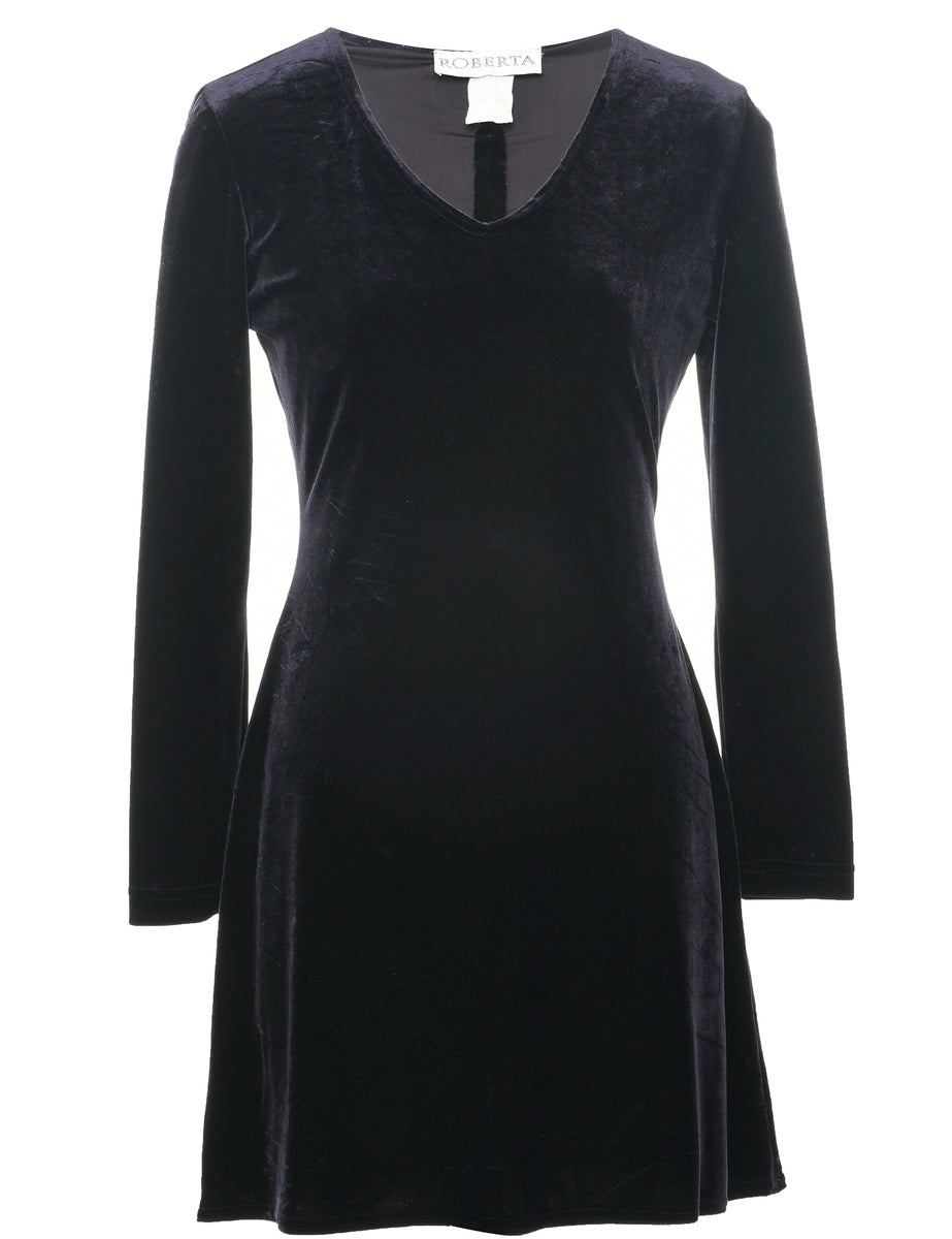 Velvet Purple Evening Dress - S