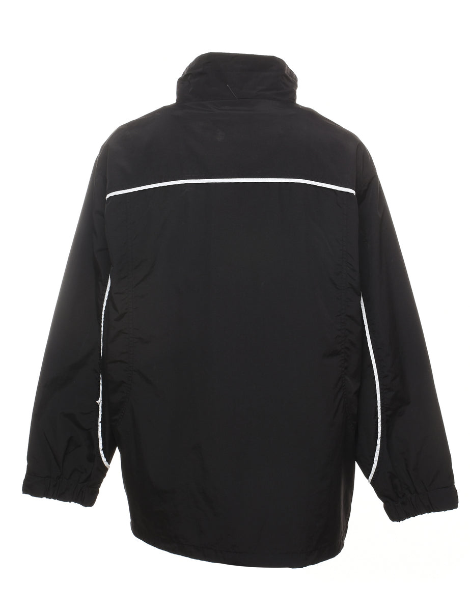 Embroidered Black Nylon Jacket - L