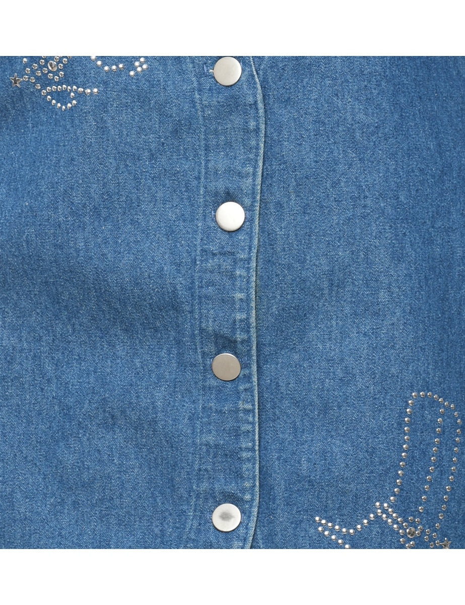 Embellished 1990s Denim Western Vest - L