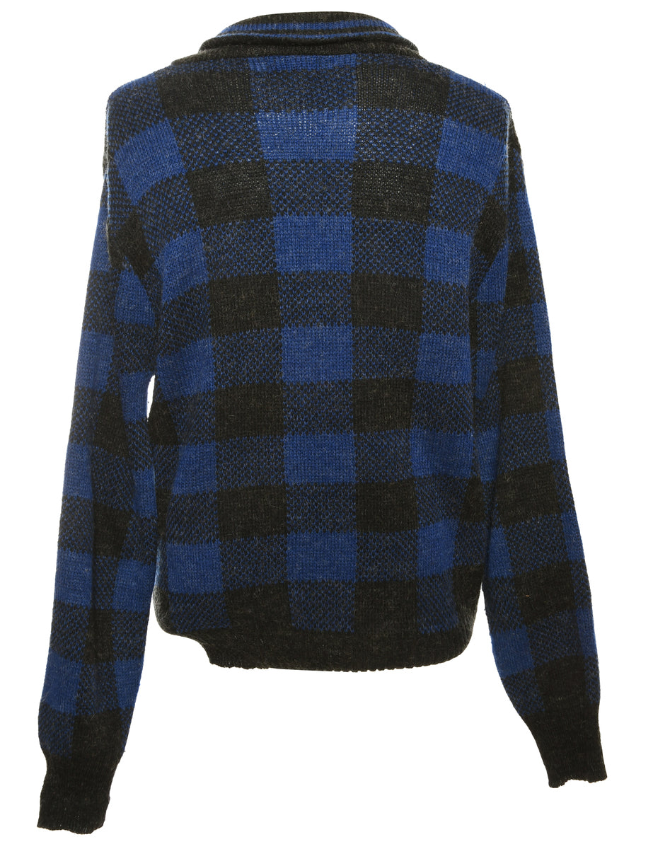 Blue Checked Jumper - M