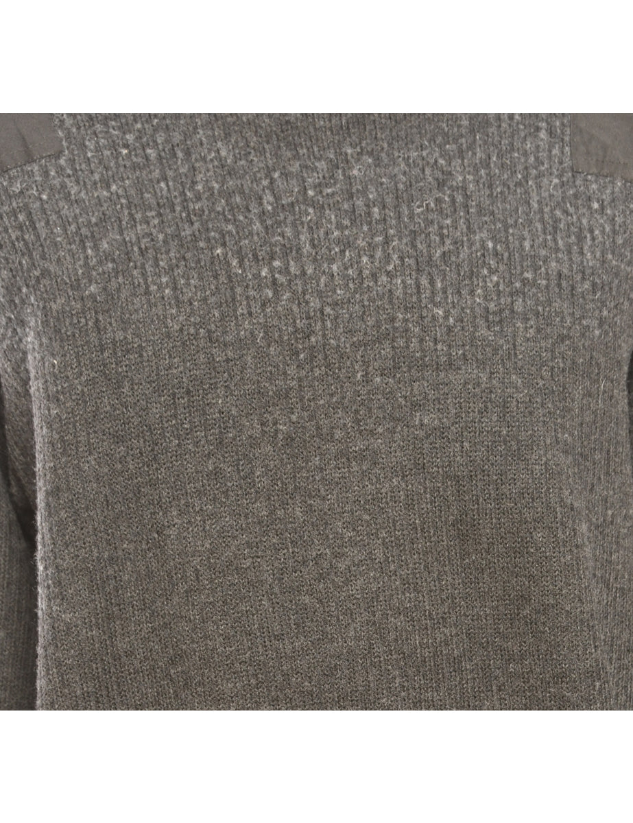 Long Sleeved Grey Knit Jumper - M