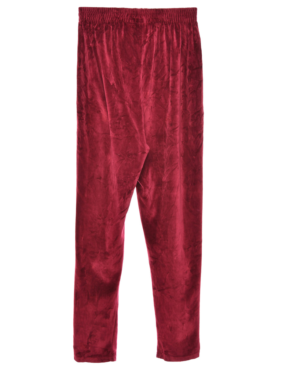 Velvet Fabric Maroon Trousers - W28 L33
