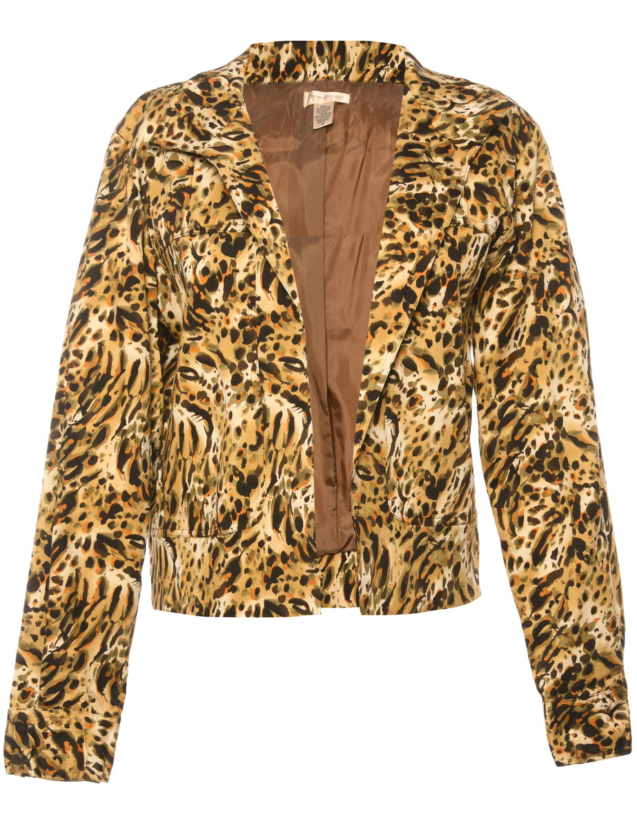 Animal Print Brown Jacket - M