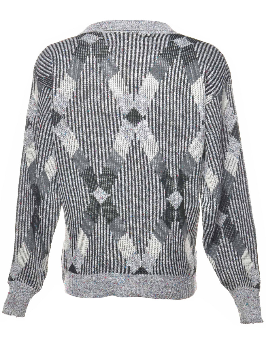 Argyle Grey Jumper - M