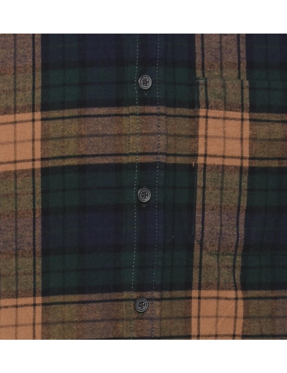 Eddie Bauer Beige & Black Flannel Shirt - M