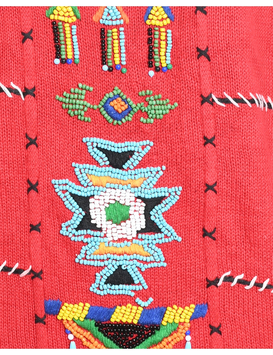 Festive Print Christmas Jumper - M