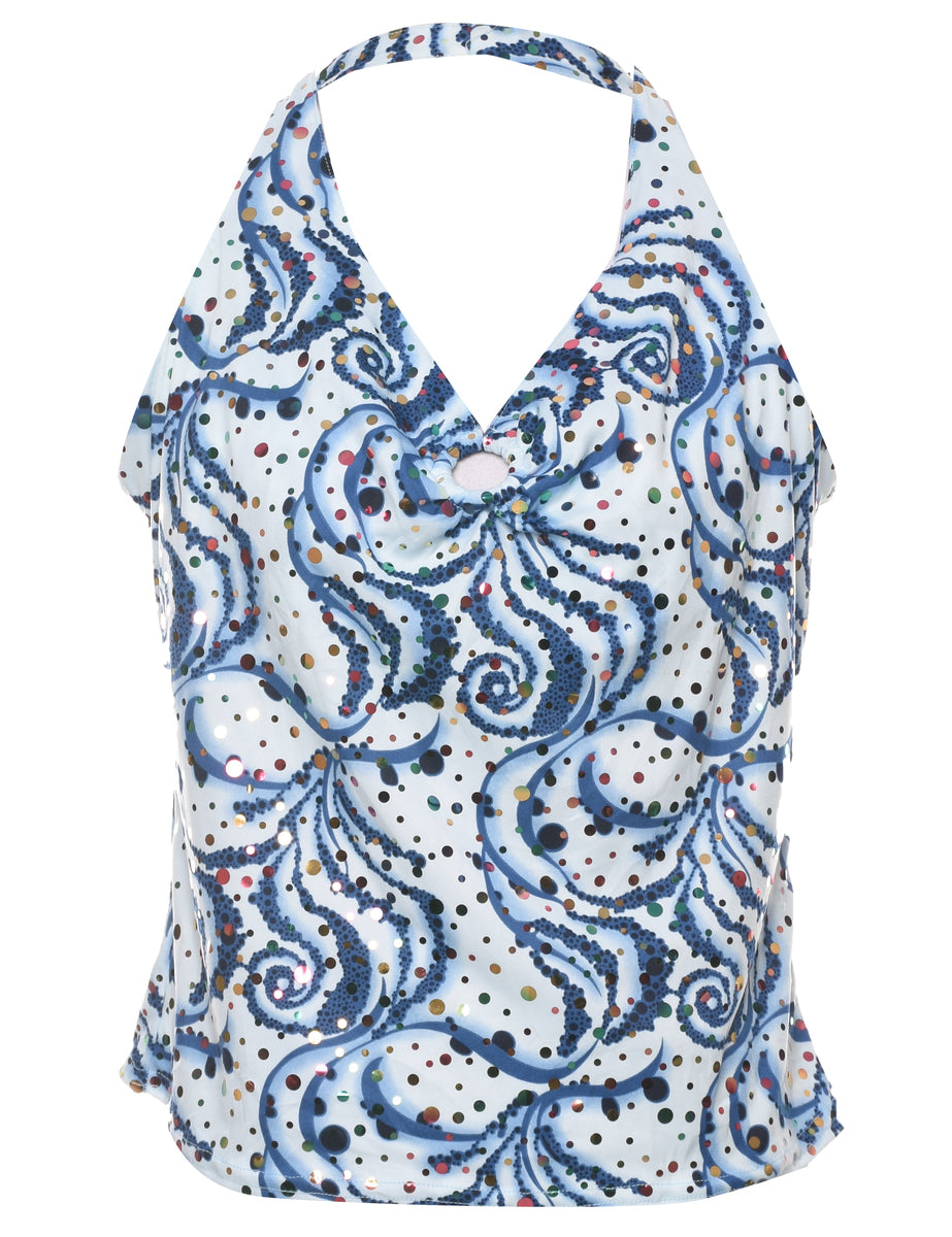 Abstract Y2K Print Evening Top - M