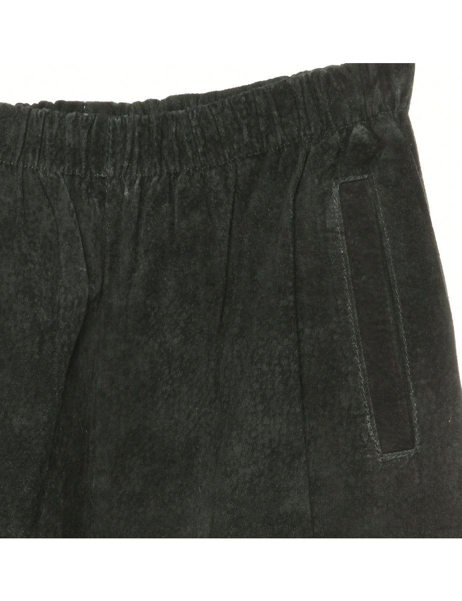 Black Suede Trousers - W26 L28