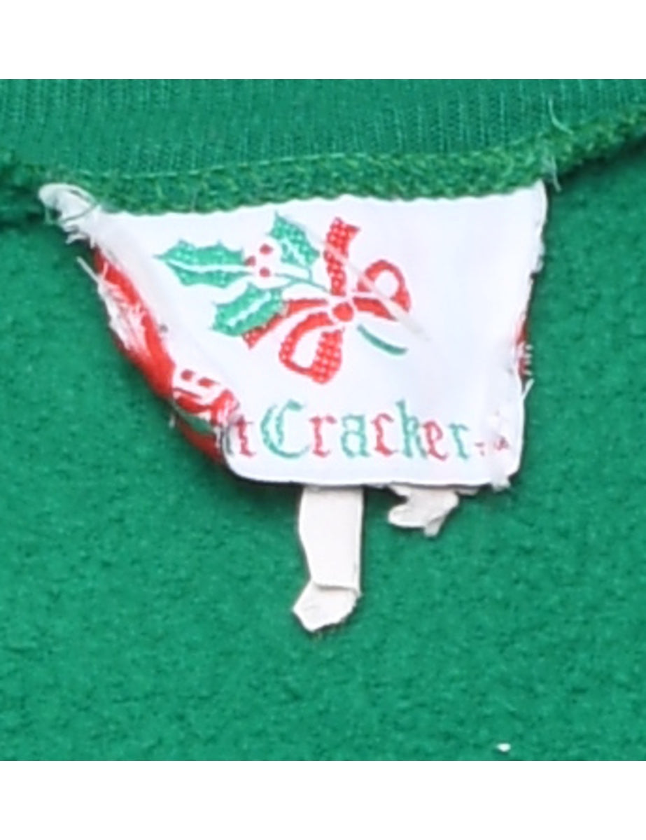 Festive Season Green Printed Christmas Sweatshirt - L