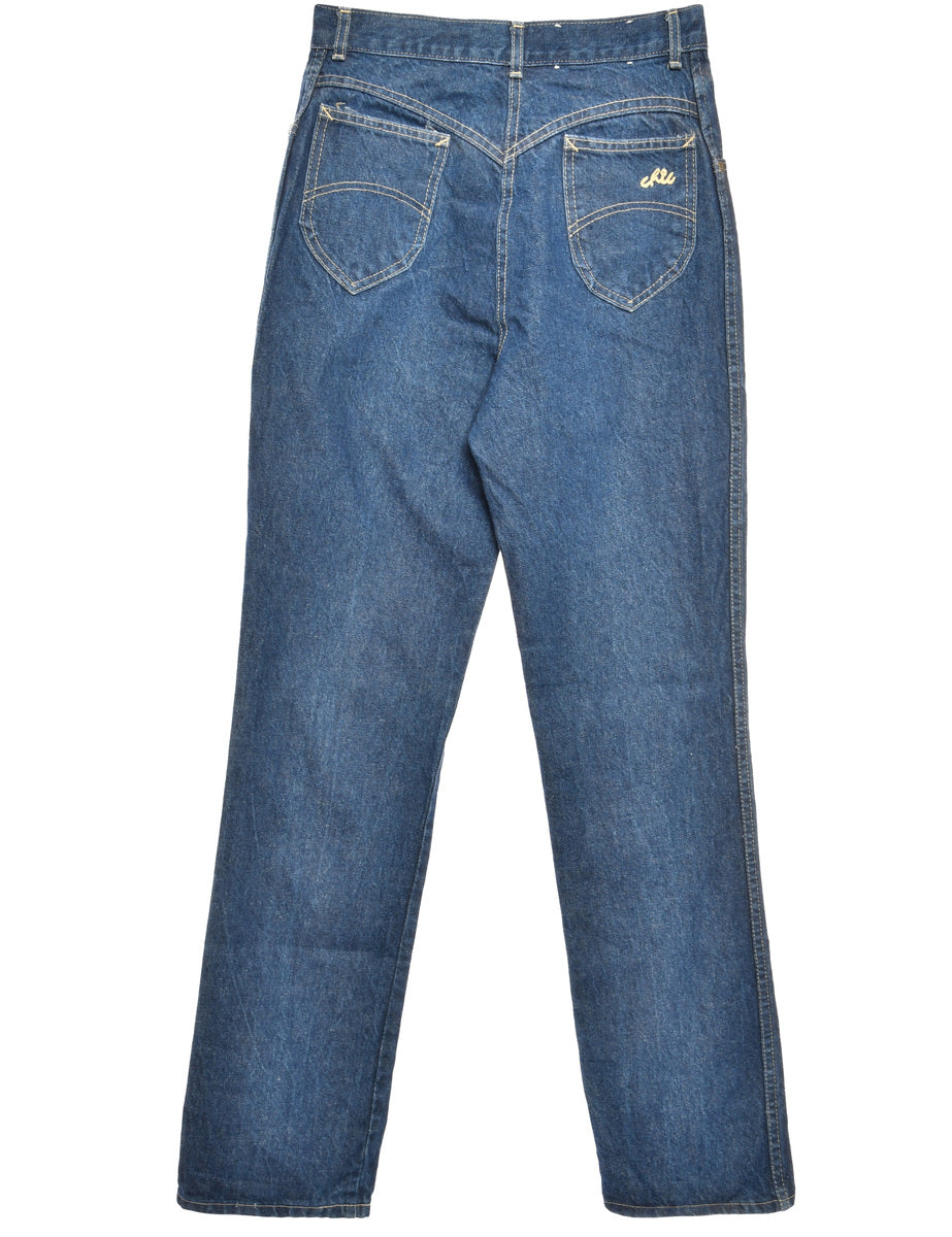 Zip Front Indigo Straight Fit Jeans - W28 L32