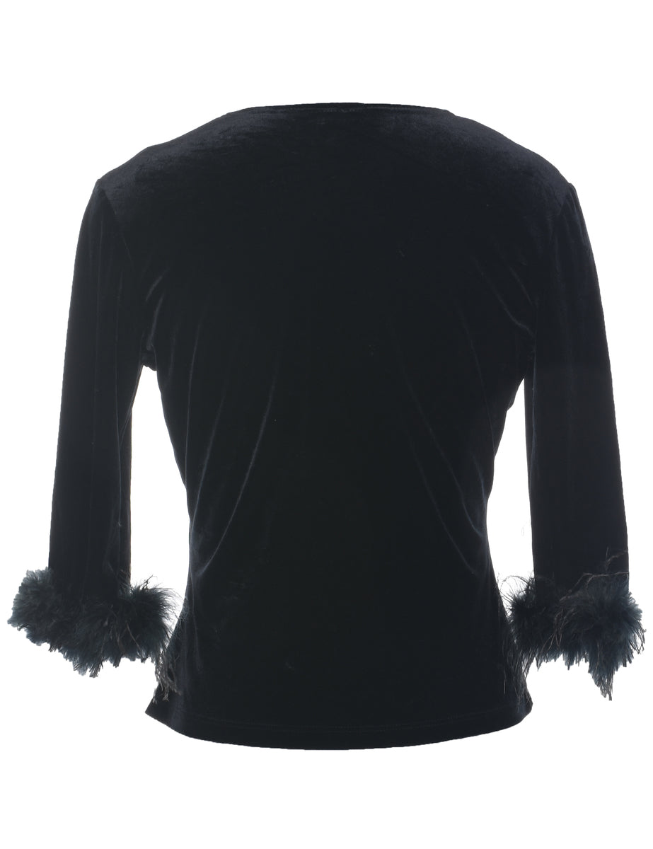 Velvet Fabric Evening Top - M