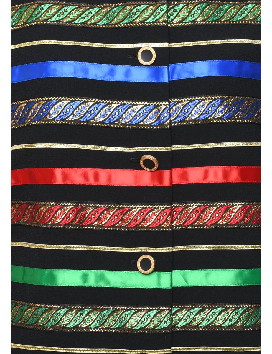 Multi-colour Striped Evening Jacket - M
