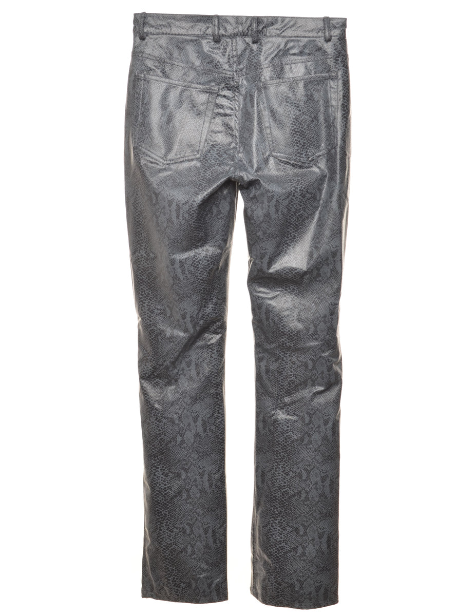Snakeskin Pattern Faux Leather Trousers - W29 L31