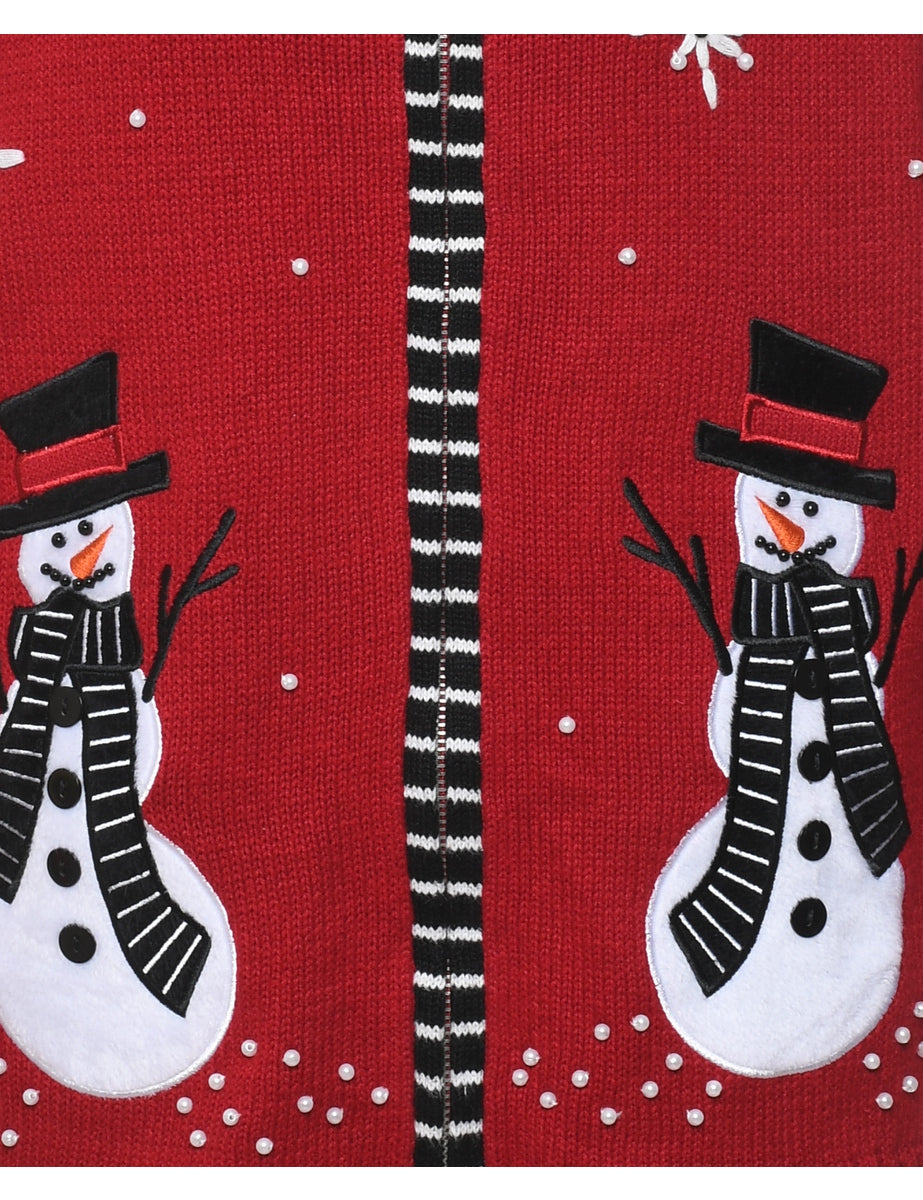 Snowman Christmas Cardigan - M