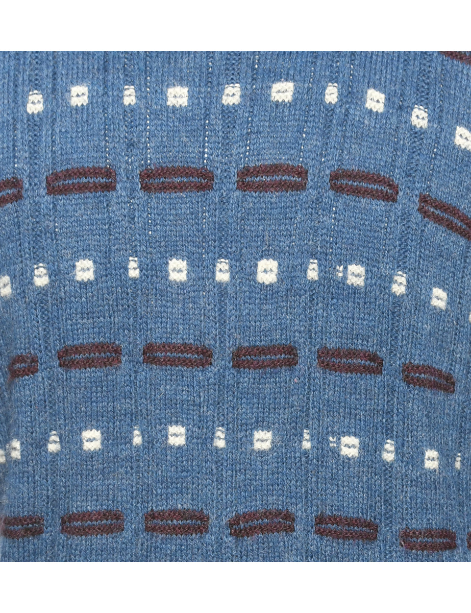 Blue Patterned Jumper - M