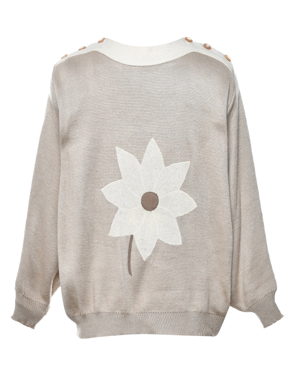 Floral Knit Jumper - M