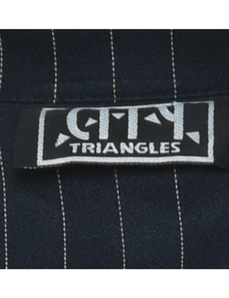 Pinstriped Navy & White 1990s Waistcoat - S