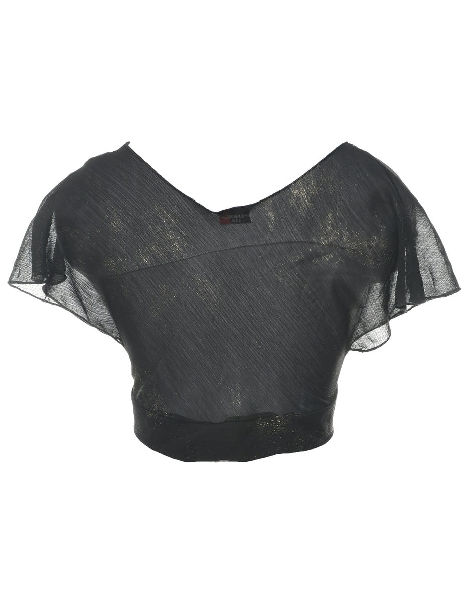 Cropped Black Evening Top - S