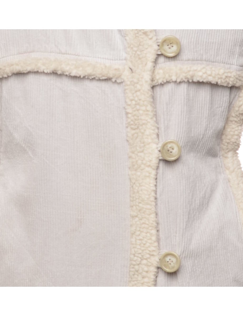 Corduroy Light Grey Faux Shearling Lined Jacket - L