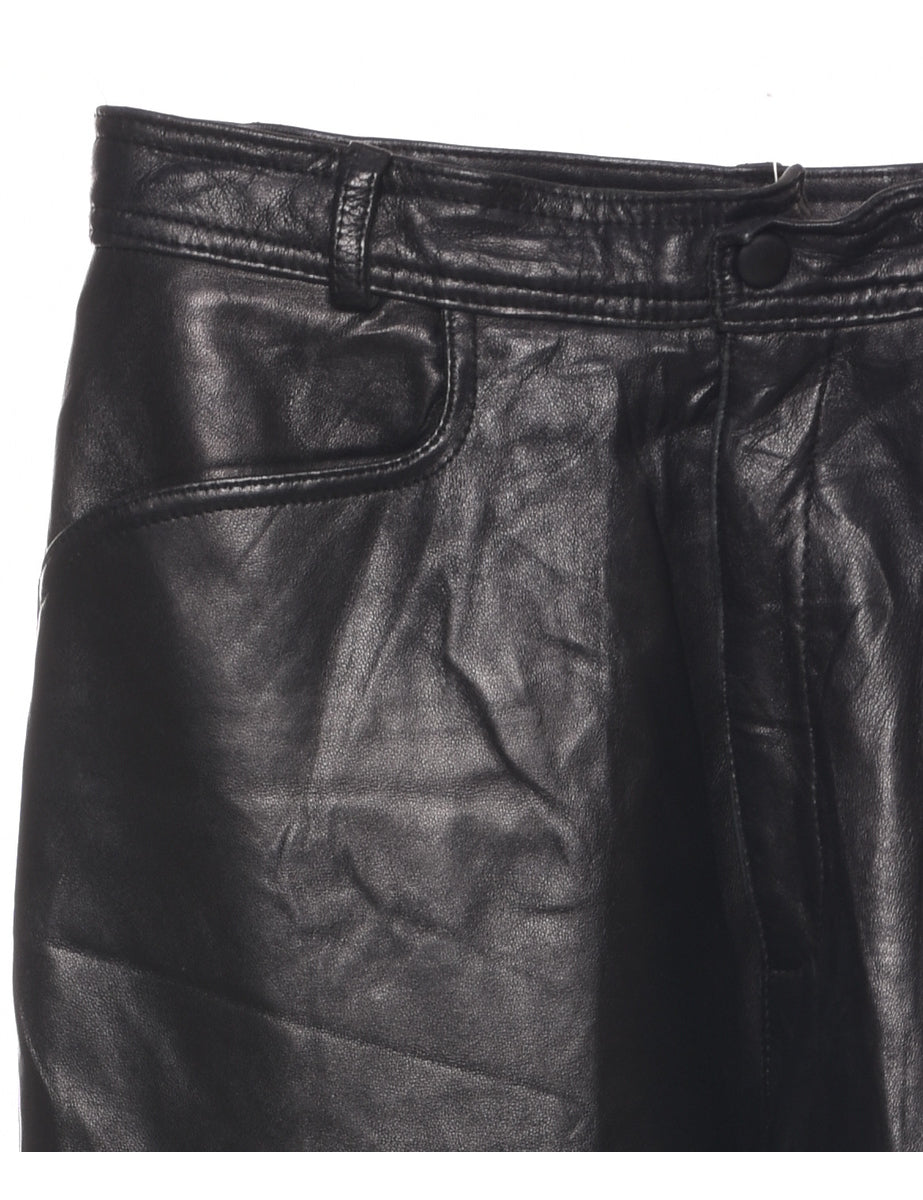 Black Leather Trousers - W26 L30