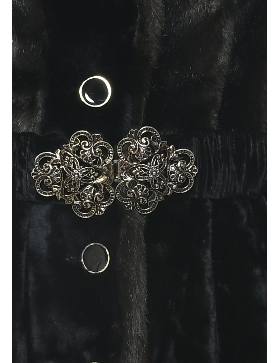Black Faux Fur Coat - L